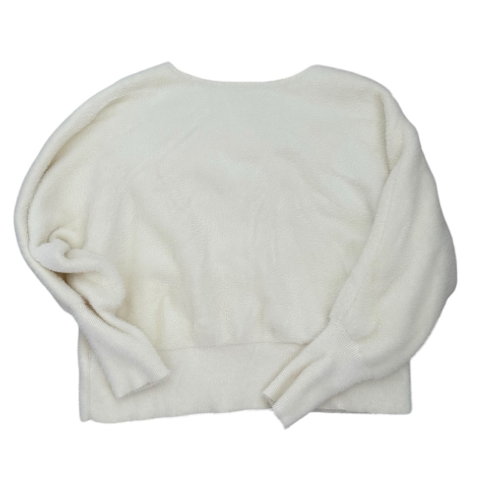 Joie NWOT Elegant White Women's Sweater cardigan with pearls XL fuzzy - Picture 8 of 12